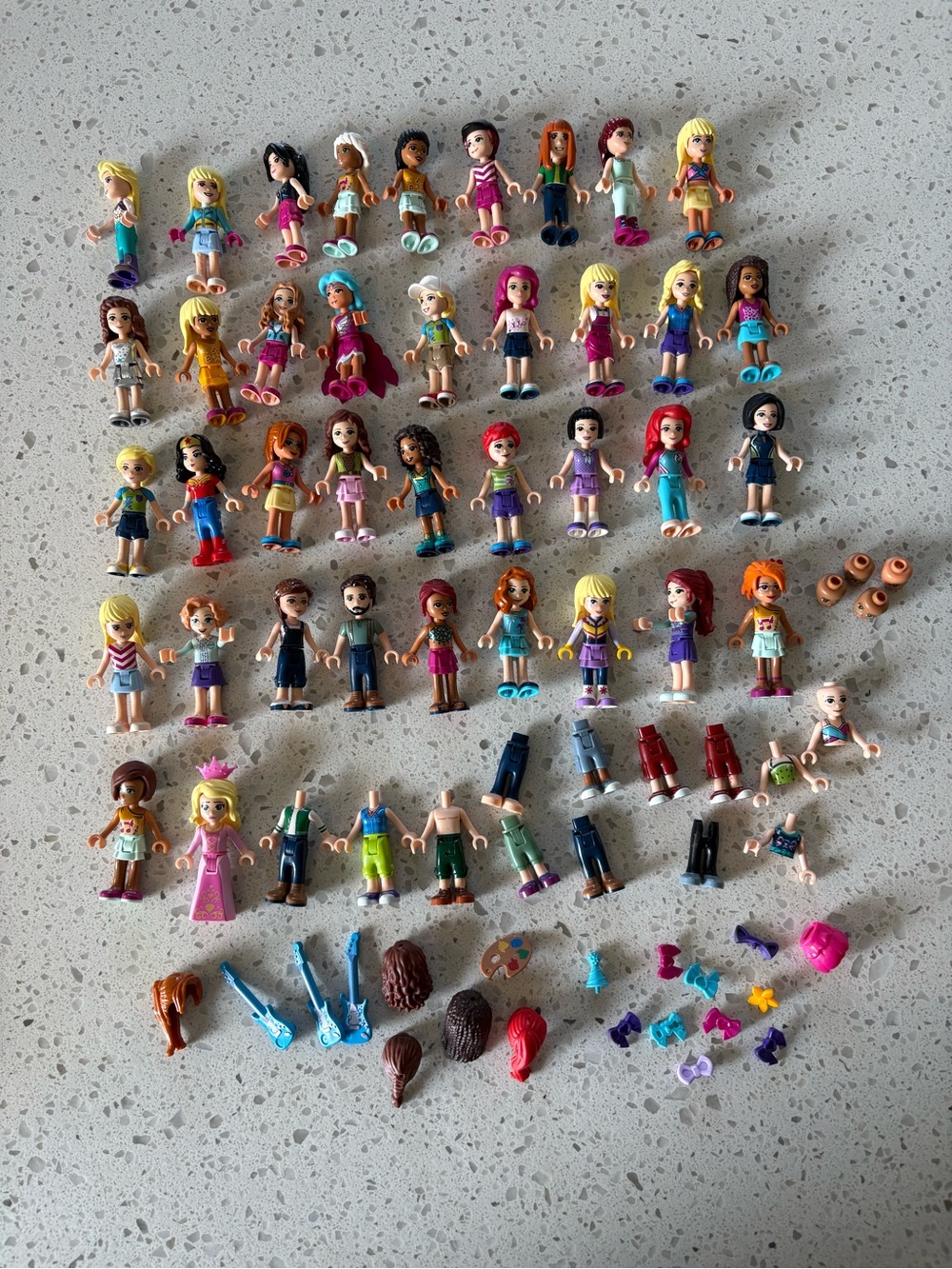 Large Lego Friends Minifigure Lot Girls Accessories Heads Bodies